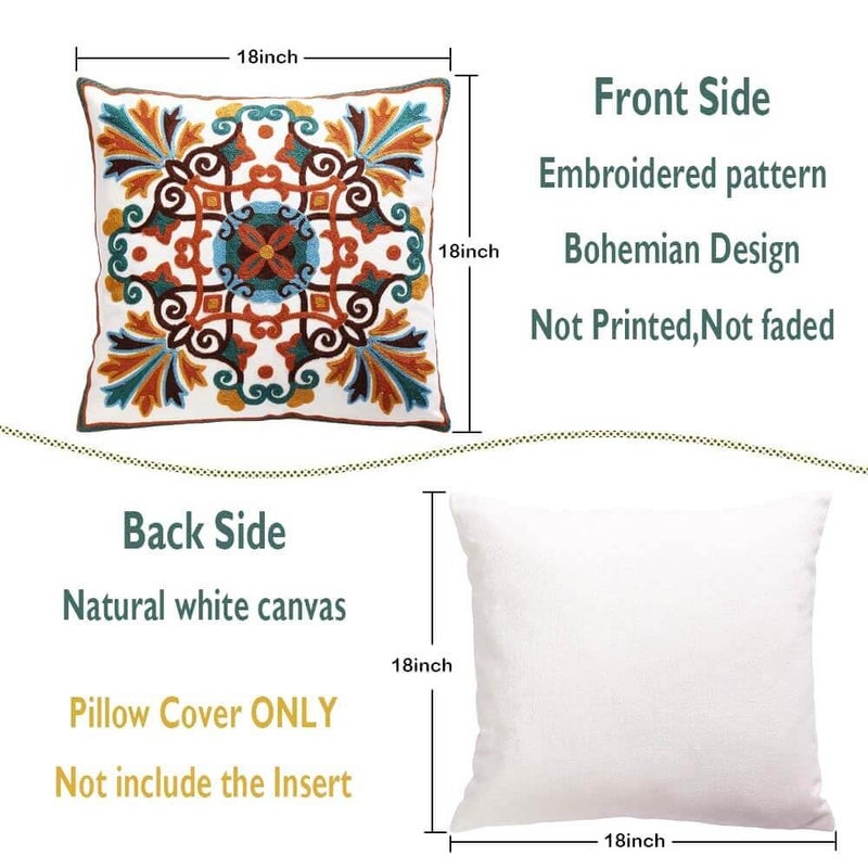 Oneslong Throw Pillow Covers for Couch 18x18 inches Set of 2 Embroidered Pattern Decorative Pillows Case Cover for Living Room Sofa Bed Chair - Image 5